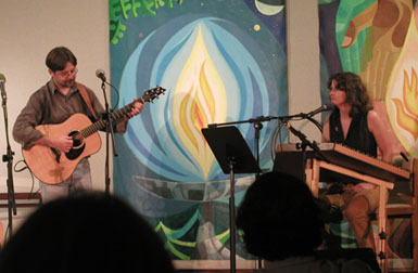 Darcy with Gregory Lygon at the 333 Coffeehouse in Annapolis, MD. Photo by Glenn Tucker